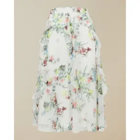 Women Lurissa-Pergola Printed Ruffle Midi Skirt - Ivory