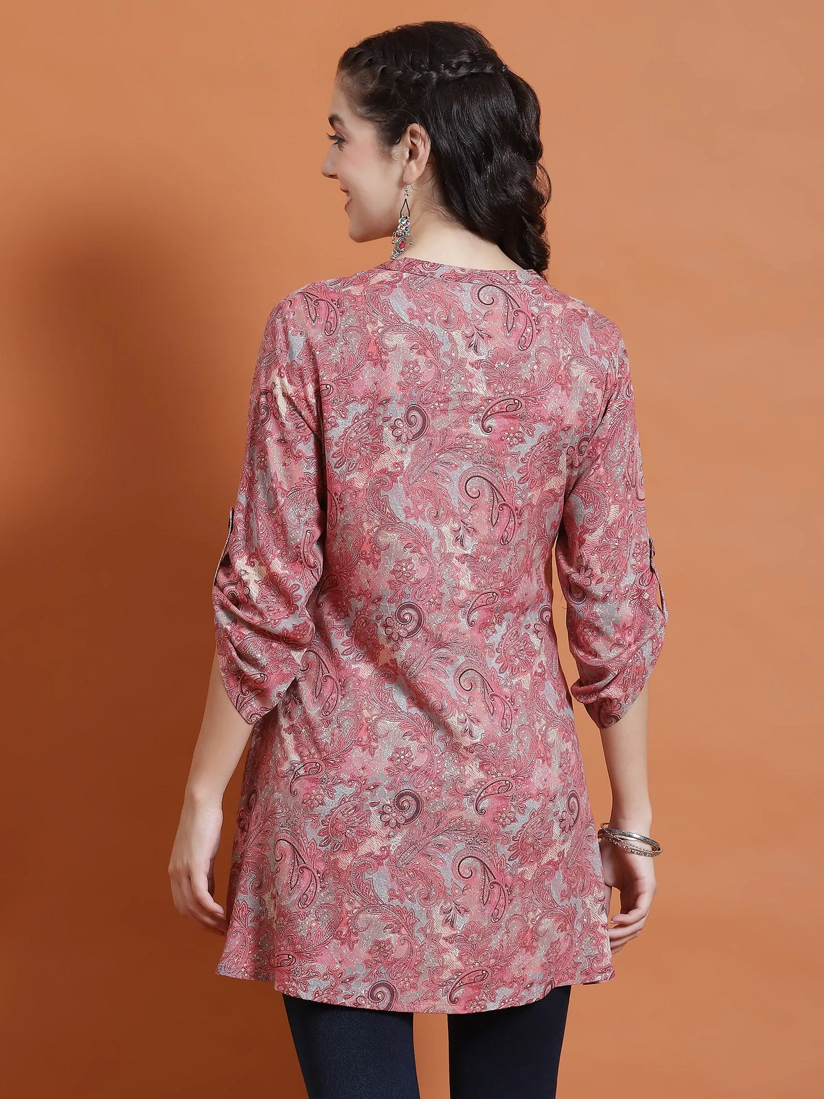 Women Pink Paisley Print Tunic