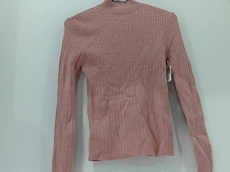 Women's Light Pink Stretch Long Sleeve Pullover Top Large