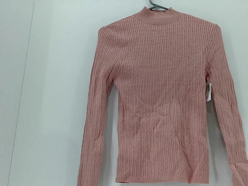 Women's Light Pink Stretch Long Sleeve Pullover Top Large