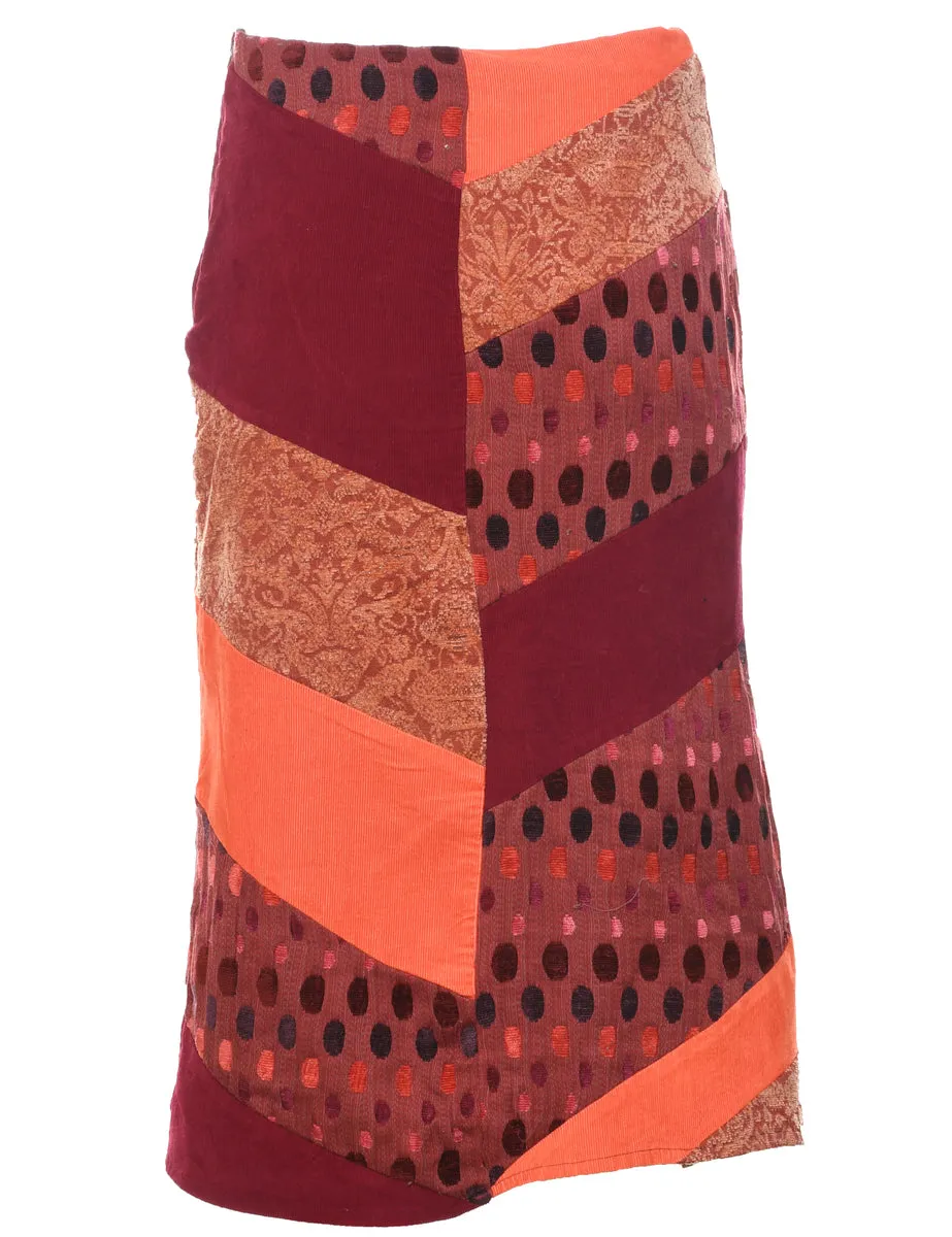 Y2K Patchwork Midi Skirt - S