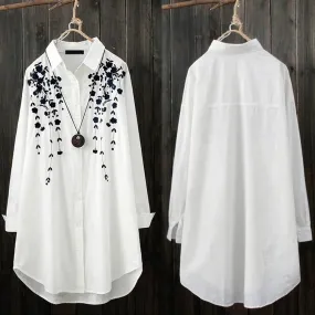 Zanzea White Long Shirts and Blouse Women Spring Summer Blusas Office Lady Elegant Casual Loose Tops and Blouses Button Tunic Tops S2420397